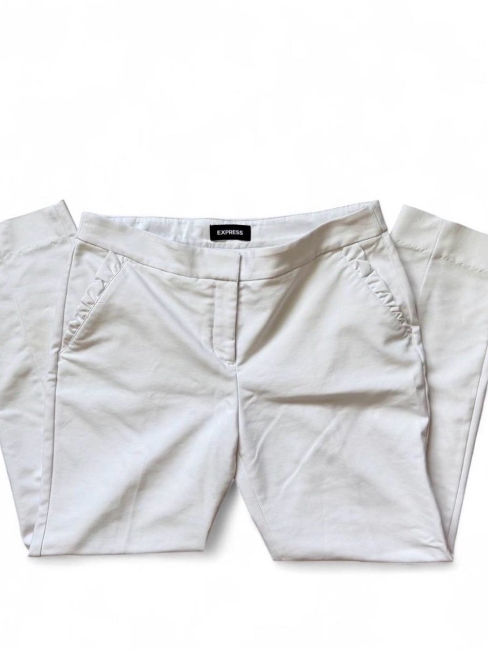 Express White Cropped Stretch Ankle Trousers